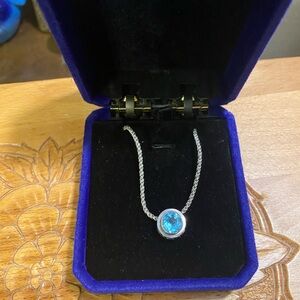 Lori Bonn Sterling Blue Topaz Genstone Necklace 18 in.